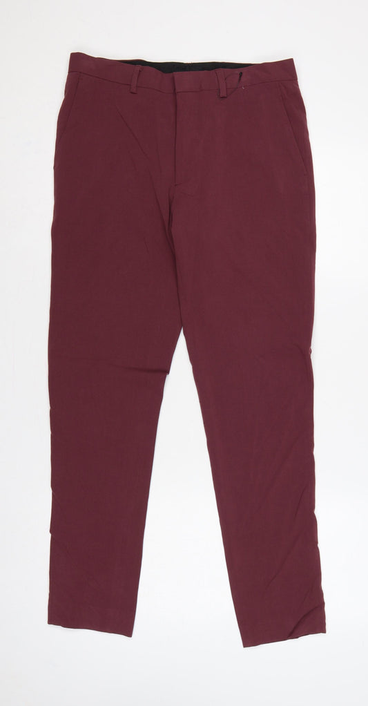 ASOS Men's Burgundy Red 32 Slim Tapered Dress Trousers 32L