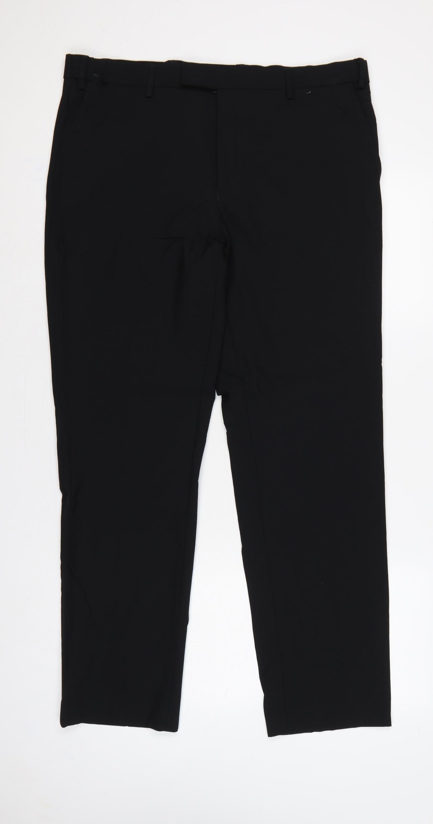 Marks and Spencer Men’s Black 36/31 Wool Blend Tailored Dress Trousers