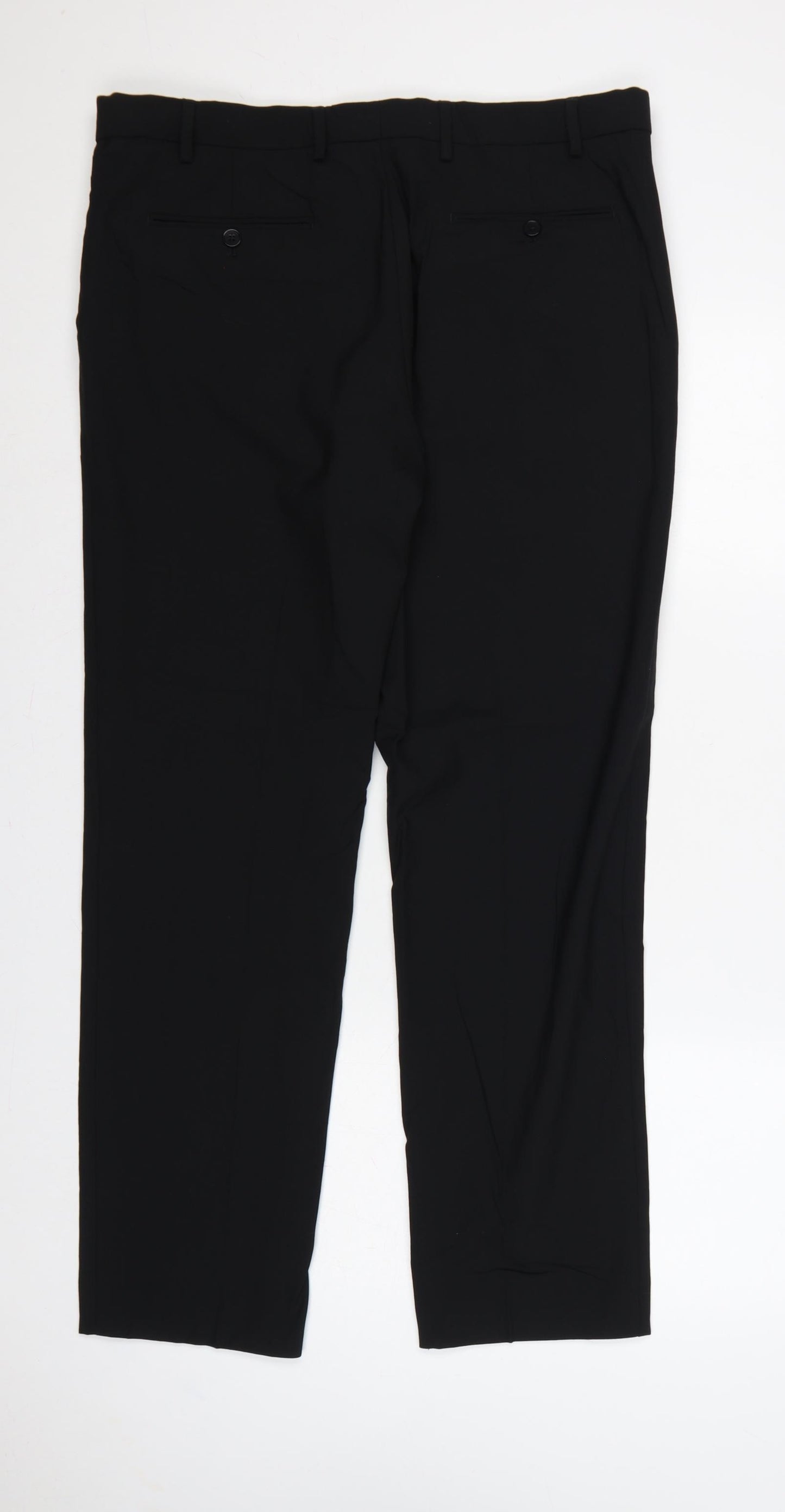 Marks and Spencer Men’s Black 36/31 Wool Blend Tailored Dress Trousers