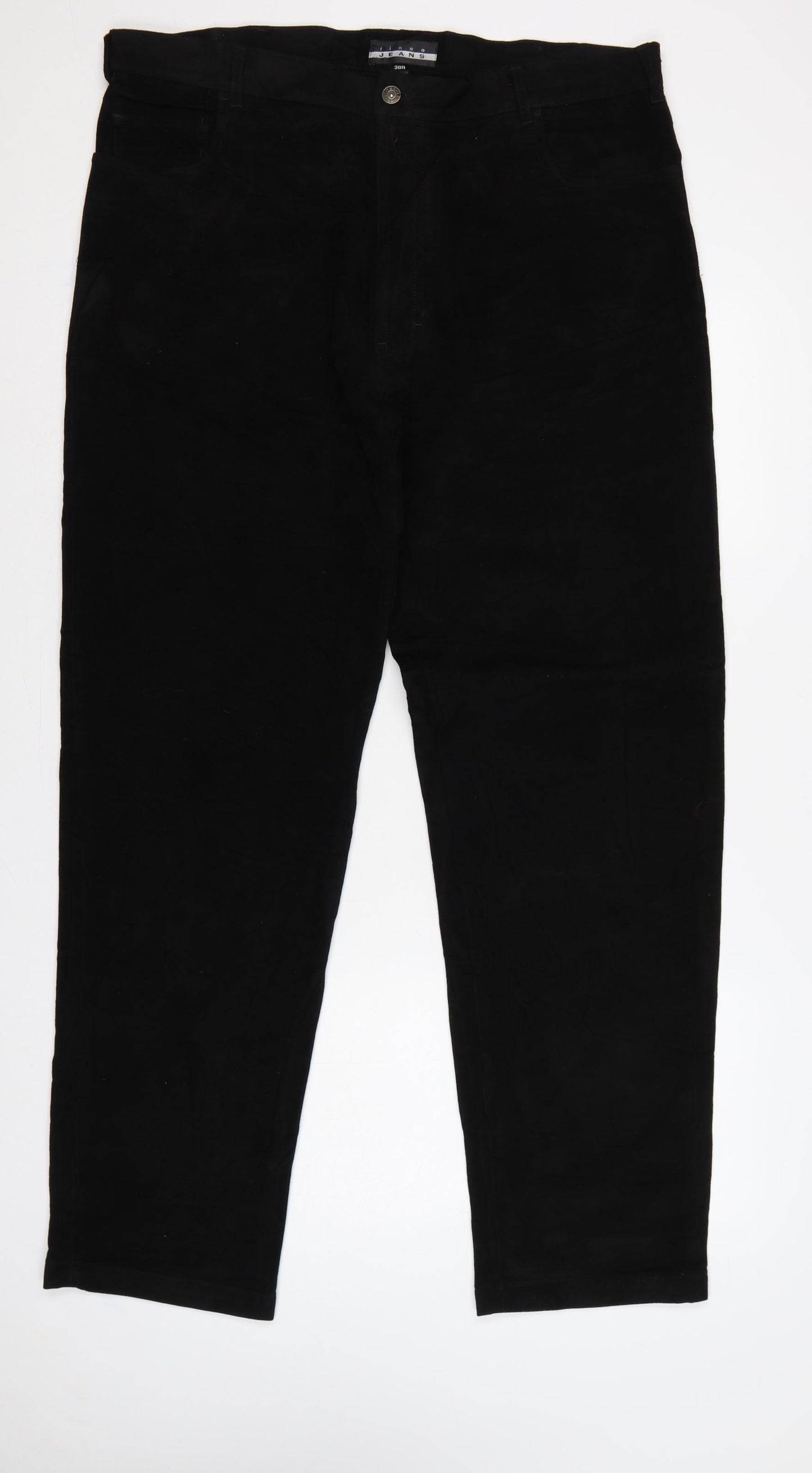 Linea Jeans Men’s Black 38R Regular Straight Cotton Trousers