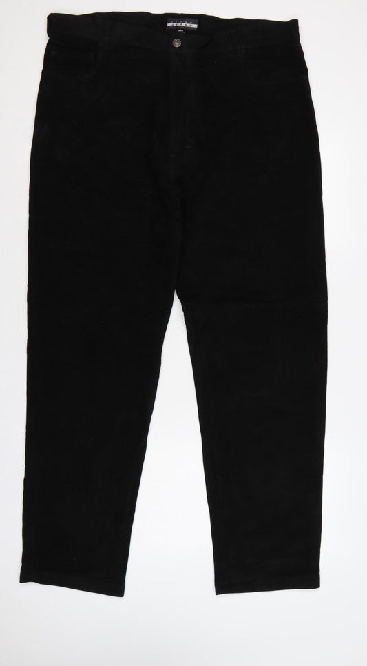 Linea Jeans Men’s Black 38R Regular Straight Cotton Trousers