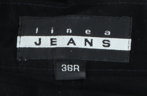 Linea Jeans Men’s Black 38R Regular Straight Cotton Trousers