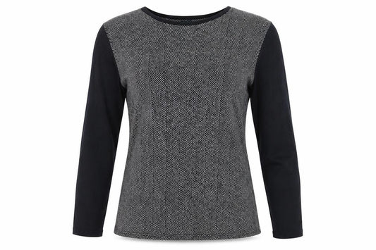 Lauren Ralph Lauren Women’s Black L Herringbone Long Sleeve Jersey Top