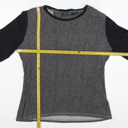 Lauren Ralph Lauren Women’s Black L Herringbone Long Sleeve Jersey Top