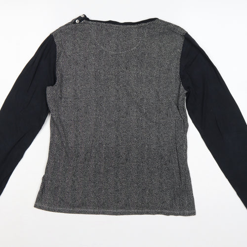 Lauren Ralph Lauren Women’s Black L Herringbone Long Sleeve Jersey Top