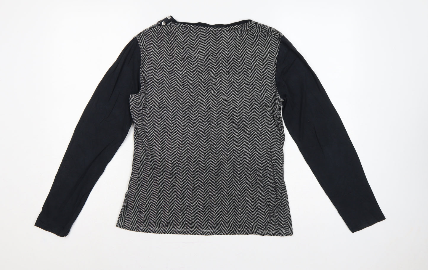 Lauren Ralph Lauren Women’s Black L Herringbone Long Sleeve Jersey Top