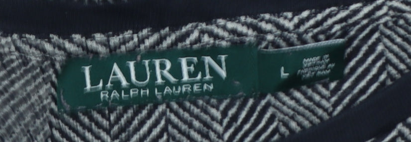 Lauren Ralph Lauren Women’s Black L Herringbone Long Sleeve Jersey Top