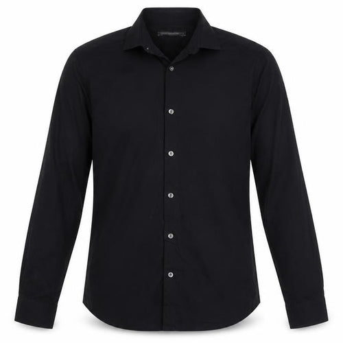 French Connection Men's Black S Long Sleeve Point Collar Button-Up Shirt