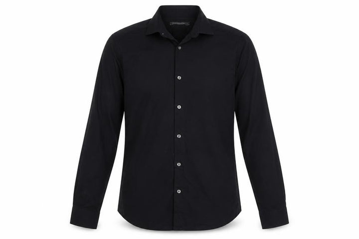 French Connection Men's Black S Long Sleeve Point Collar Button-Up Shirt