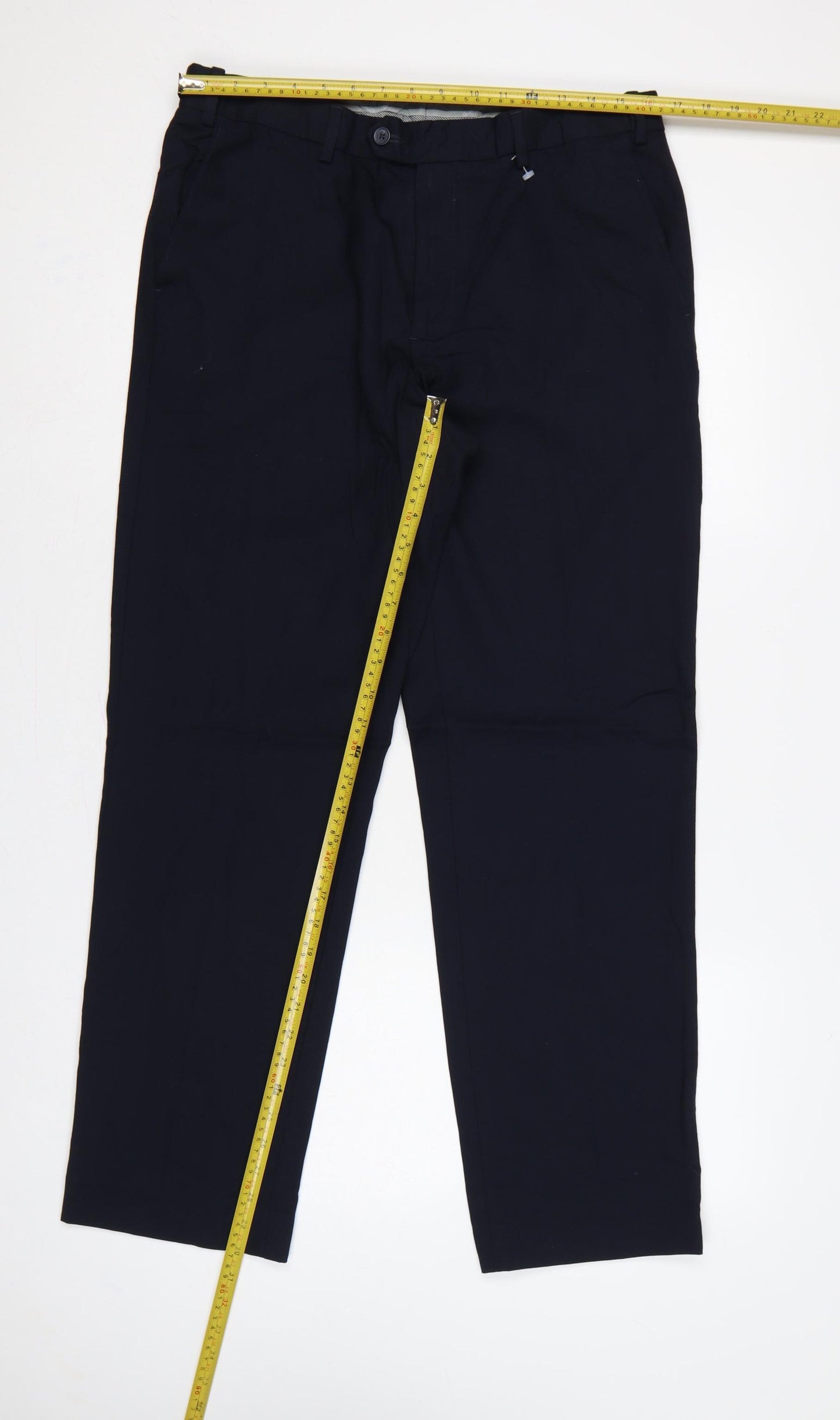Marks and Spencer Men's Navy 34/31 Tailored Fit Dress Trousers