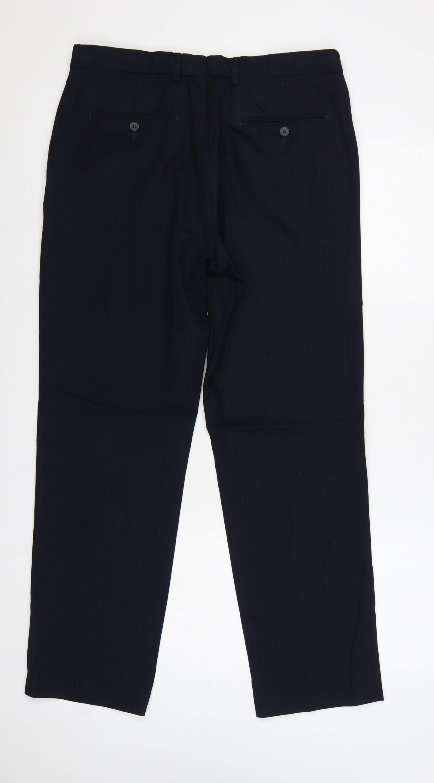 Marks and Spencer Men's Navy 34/31 Tailored Fit Dress Trousers