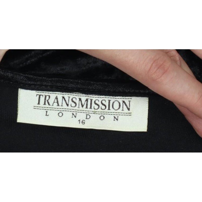 Transmission London Women’s Black Size 16 Velvet Long Slip Dress