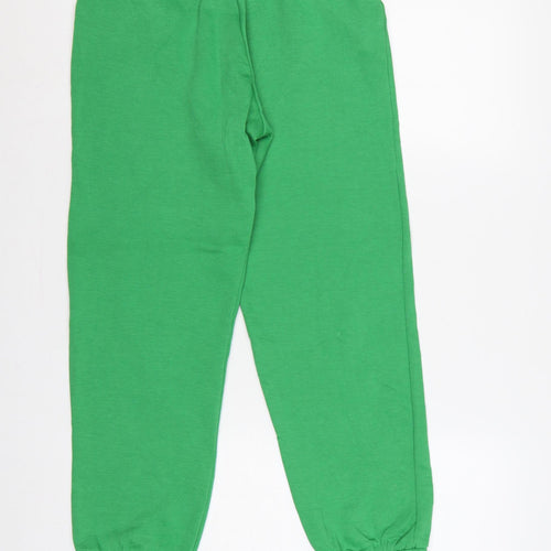 Zara Women Green S Cotton Blend Drawstring Cuffed Jogger Trousers