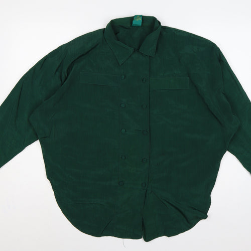 Canda Women Green UK 16 Basic Double-Breasted Button-Up Blouse