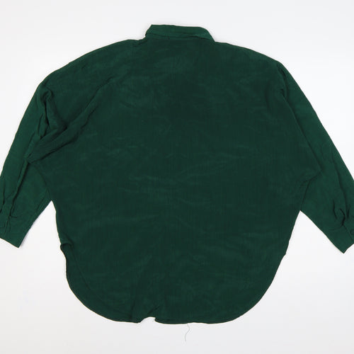 Canda Women Green UK 16 Basic Double-Breasted Button-Up Blouse