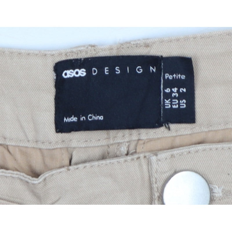 ASOS DESIGN Women’s Beige Petite UK 6 Tapered Chino Trousers