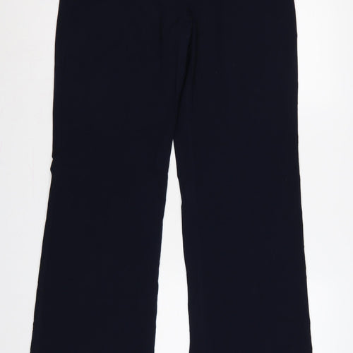Marks & Spencer Women Blue UK 14 Long Wide-Leg Trousers Pockets