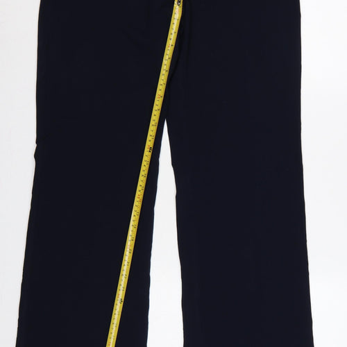 Marks & Spencer Women Blue UK 14 Long Wide-Leg Trousers Pockets