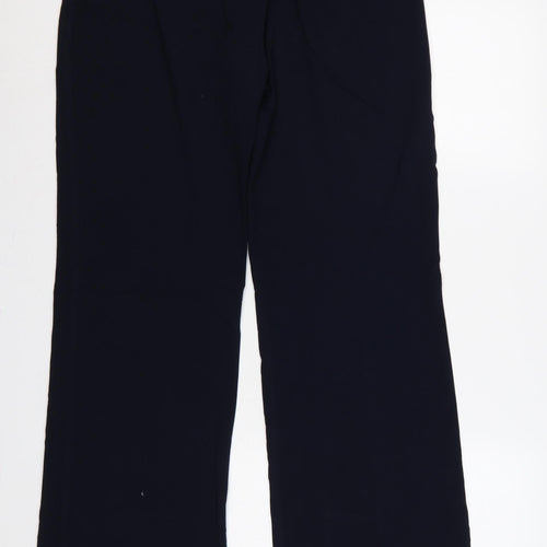 Marks & Spencer Women Blue UK 14 Long Wide-Leg Trousers Pockets