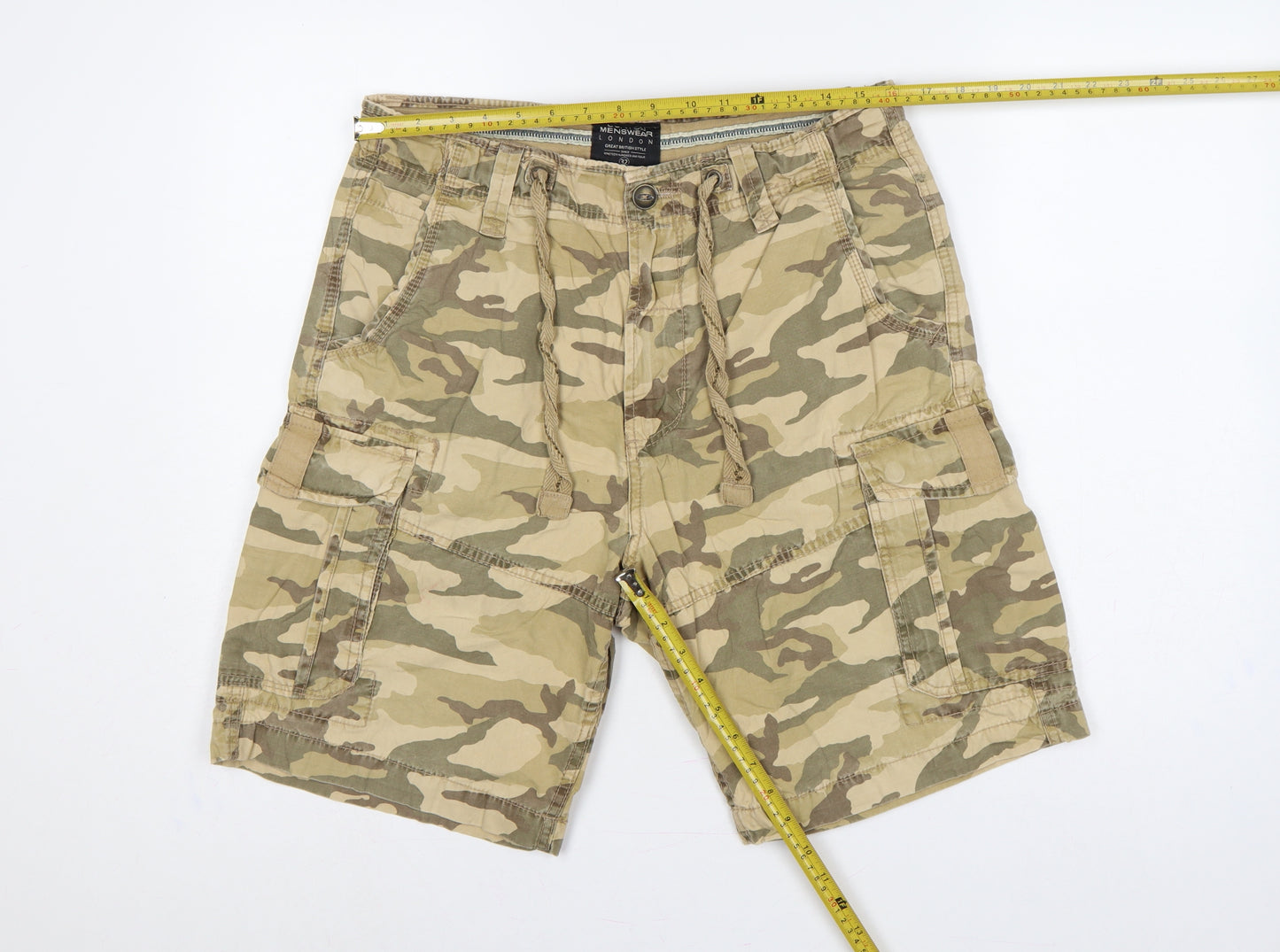 Burton Menswear Men’s Multicoloured Camo Cargo Shorts 32in Cotton