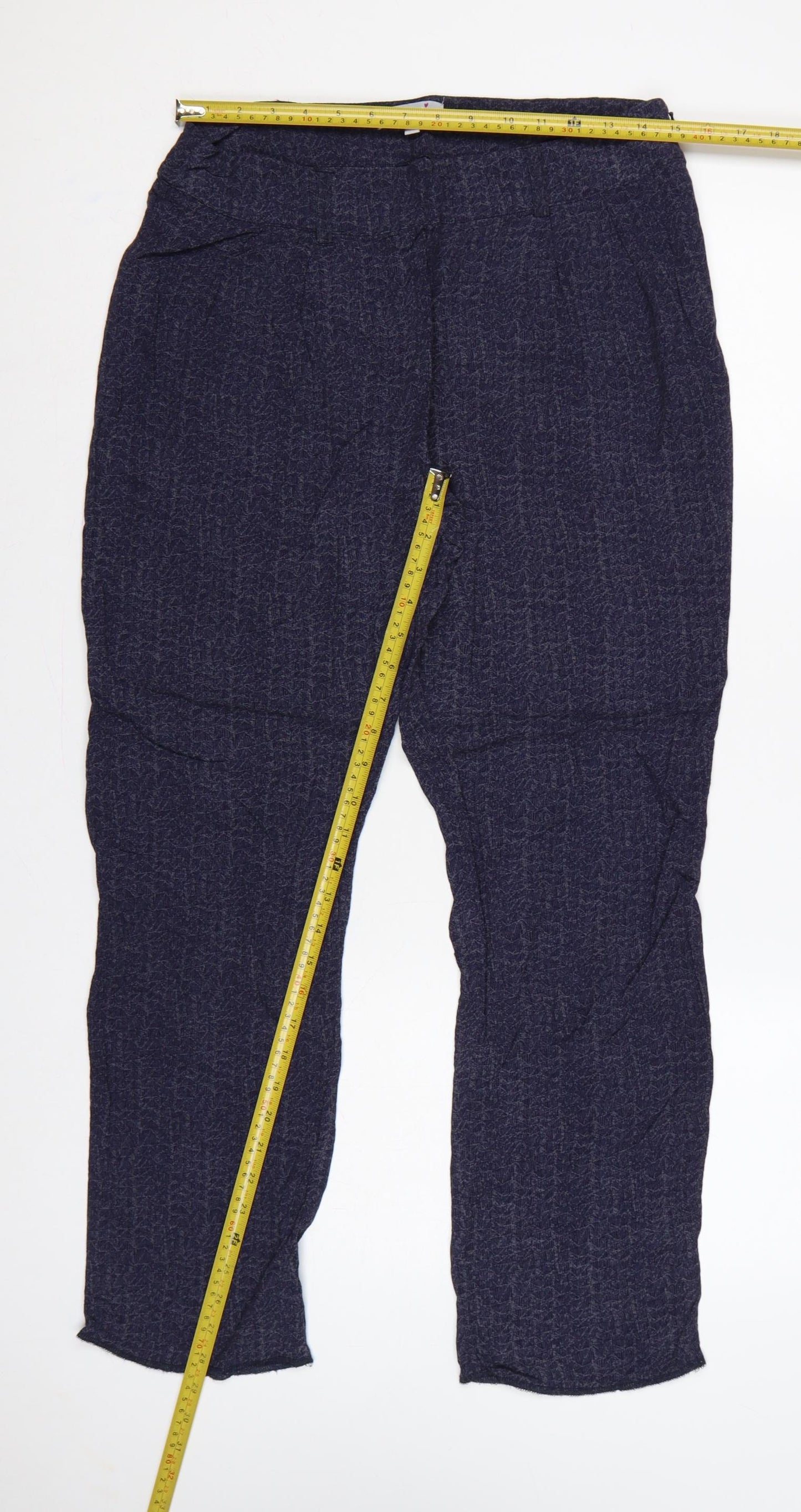 Per Una Women’s Blue Geometric Jersey Trousers UK 12 Short