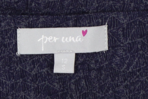 Per Una Women’s Blue Geometric Jersey Trousers UK 12 Short