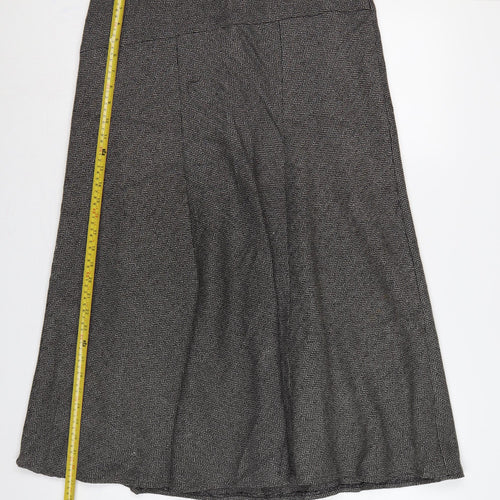 Marks & Spencer Women Grey Herringbone A-Line Long Skirt UK 16