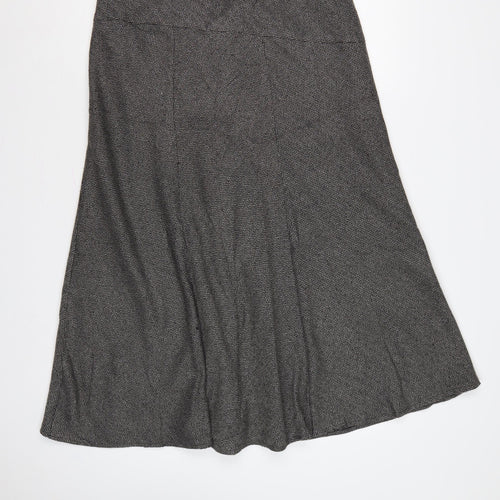 Marks & Spencer Women Grey Herringbone A-Line Long Skirt UK 16