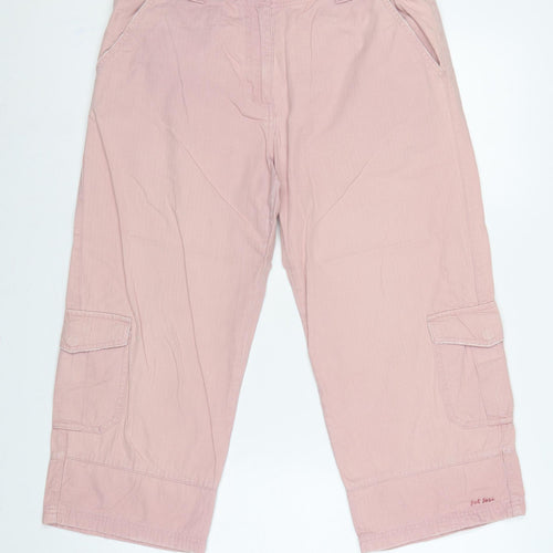 Fat Face Women Pink UK 12 Cotton Cargo Capri Trousers Pockets