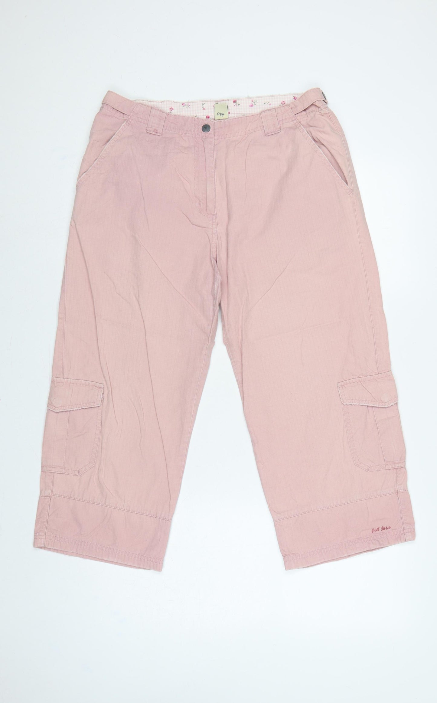 Fat Face Women Pink UK 12 Cotton Cargo Capri Trousers Pockets