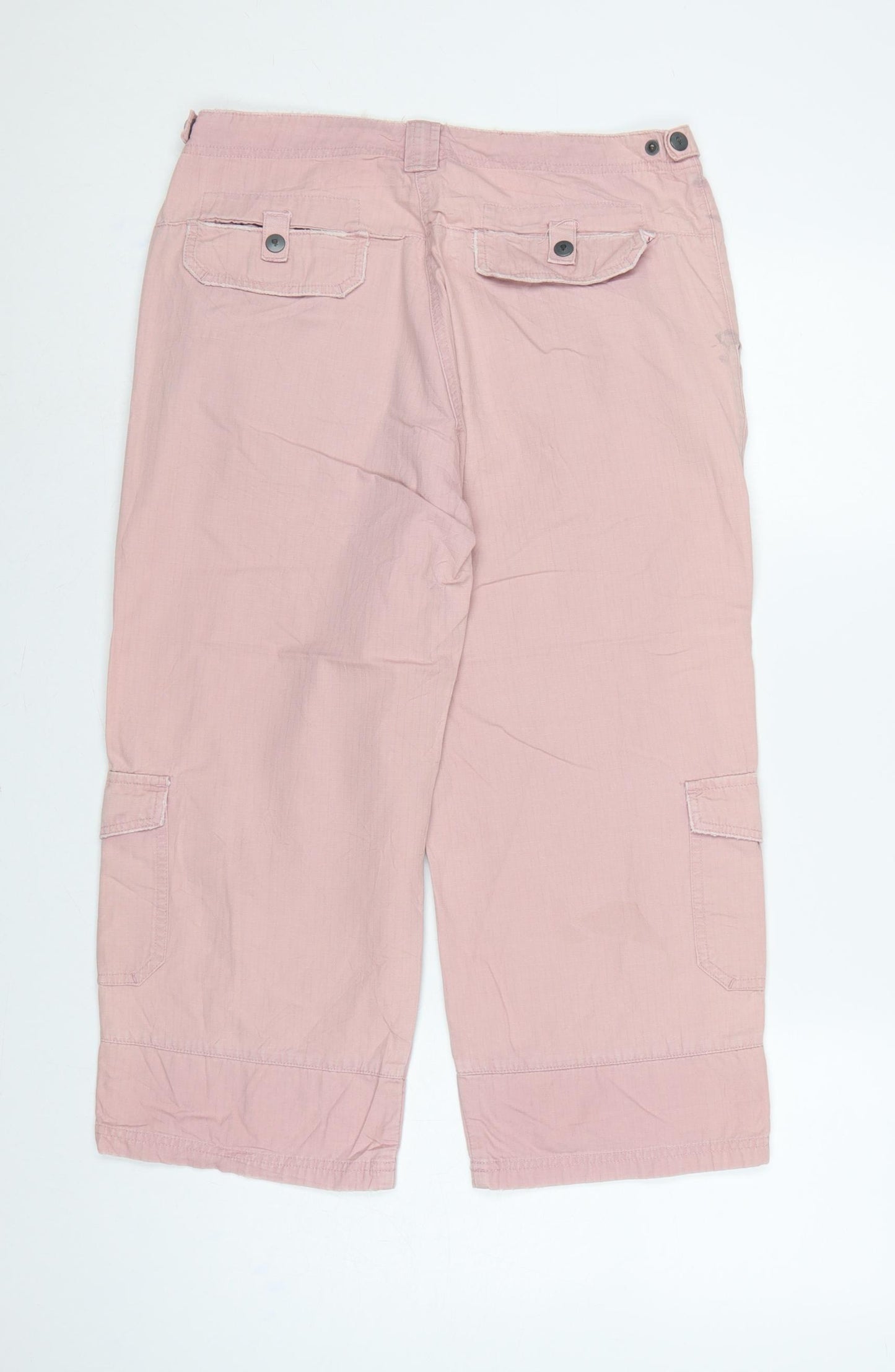 Fat Face Women Pink UK 12 Cotton Cargo Capri Trousers Pockets
