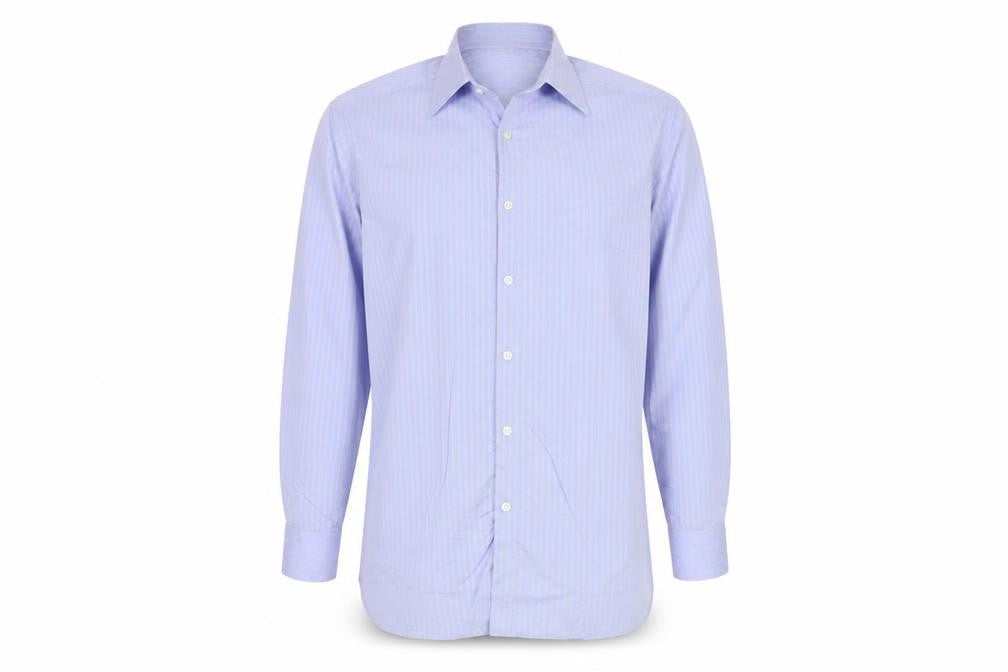 Marks and Spencer Autograph Men's Blue Pink Stripe 16.5 Cotton Dress Shirt