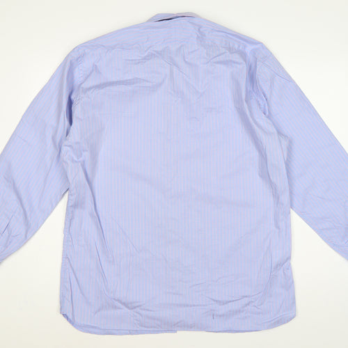 Marks and Spencer Autograph Men's Blue Pink Stripe 16.5 Cotton Dress Shirt