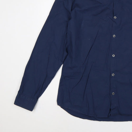 Next Men’s Blue XL Regular Fit Long Sleeve Button-Up Shirt