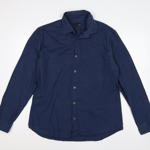 Next Men’s Blue XL Regular Fit Long Sleeve Button-Up Shirt
