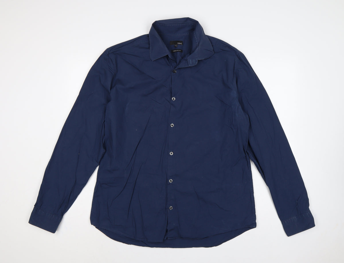 Next Men’s Blue XL Regular Fit Long Sleeve Button-Up Shirt