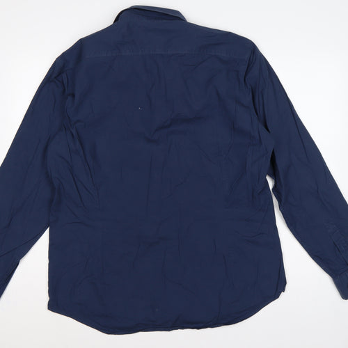 Next Men’s Blue XL Regular Fit Long Sleeve Button-Up Shirt