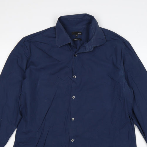 Next Men’s Blue XL Regular Fit Long Sleeve Button-Up Shirt