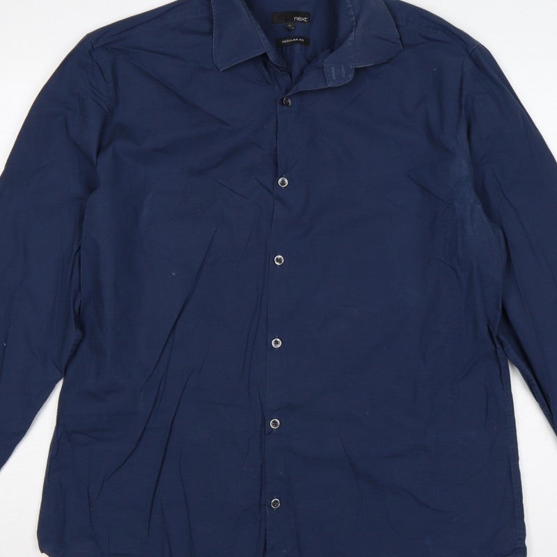 Next Men’s Blue XL Regular Fit Long Sleeve Button-Up Shirt