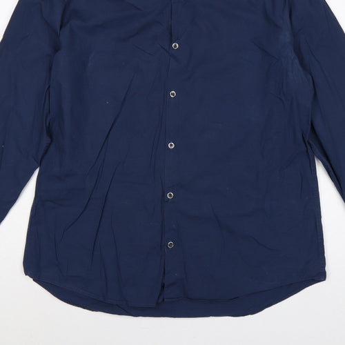 Next Men’s Blue XL Regular Fit Long Sleeve Button-Up Shirt
