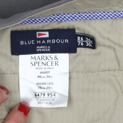 Marks & Spencer Men’s Grey 34/30 Blue Harbour Classic Chino Trousers
