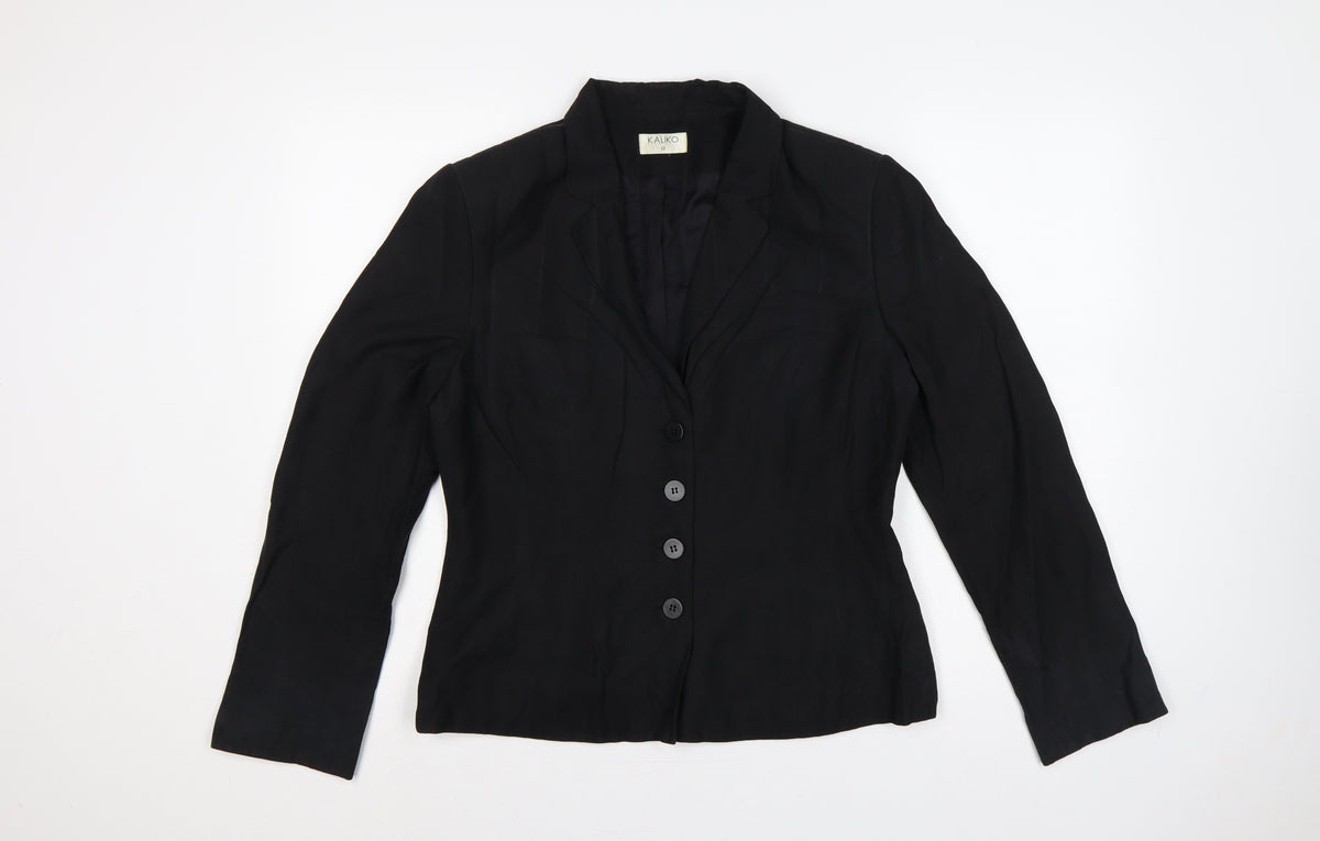 Kaliko Women’s Black Size 12 Tailored Single-Breasted Blazer Jacket