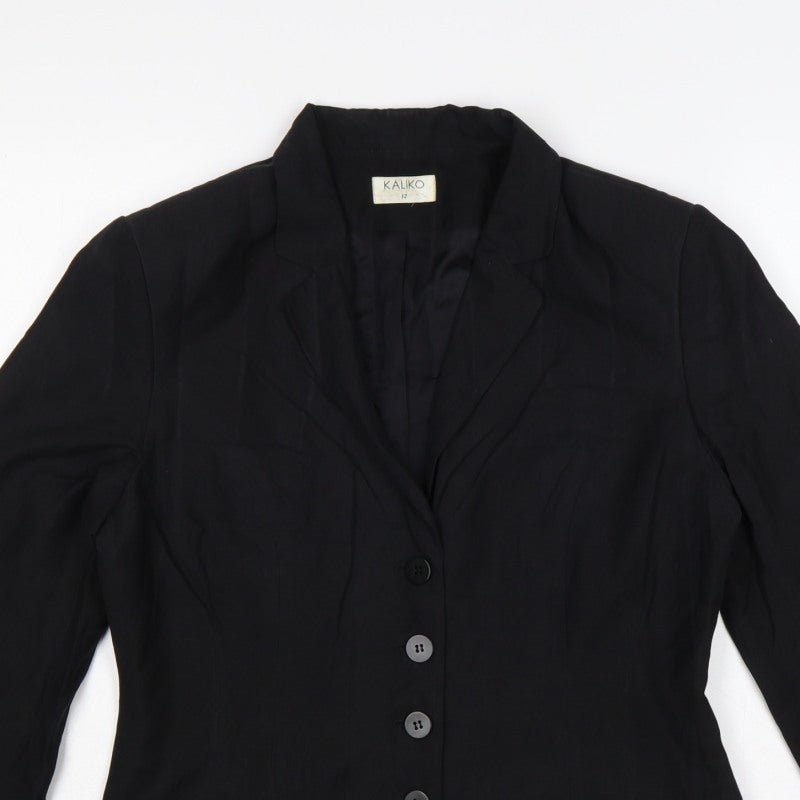 Kaliko Women’s Black Size 12 Tailored Single-Breasted Blazer Jacket