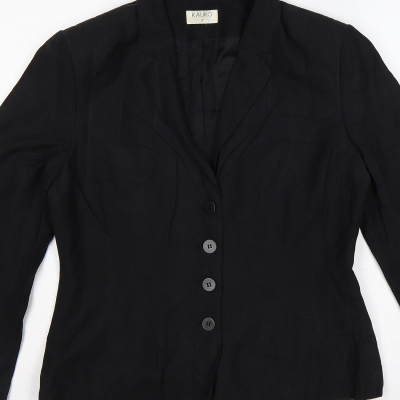 Kaliko Women’s Black Size 12 Tailored Single-Breasted Blazer Jacket