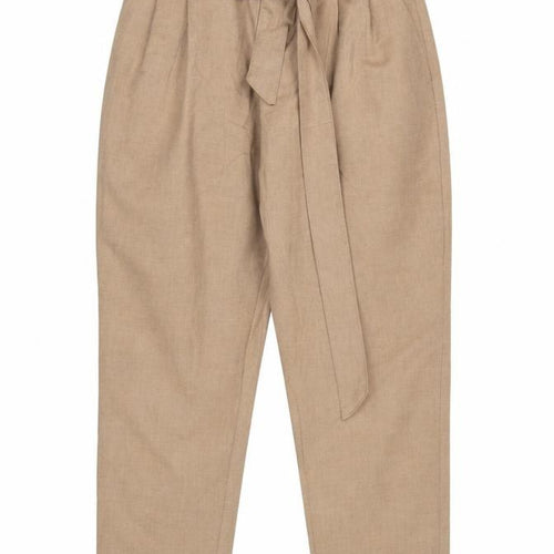 H&M Women Beige UK 12 Paperbag Tapered Belted Trousers