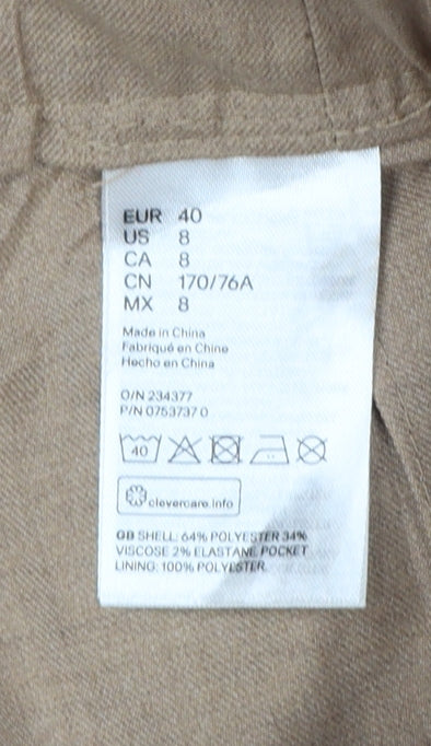 H&M Women Beige UK 12 Paperbag Tapered Belted Trousers