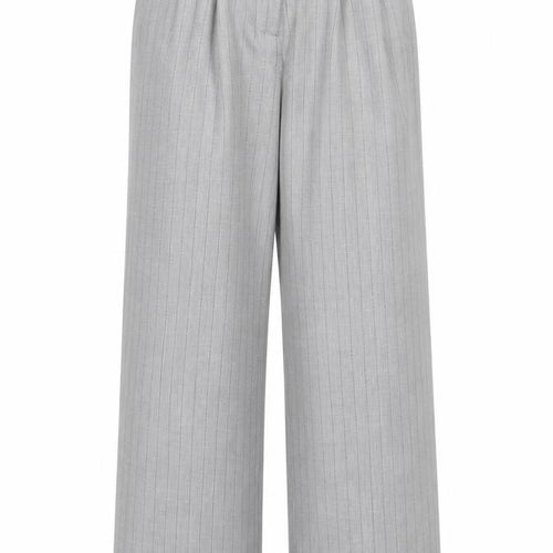 Bershka Women Grey Pinstripe UK 8 High Rise Wide Leg Dress Trousers