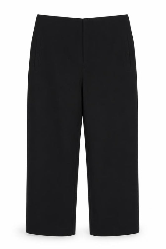 Zara Women Black XL High Rise Wide Leg Stretch Trousers Pockets