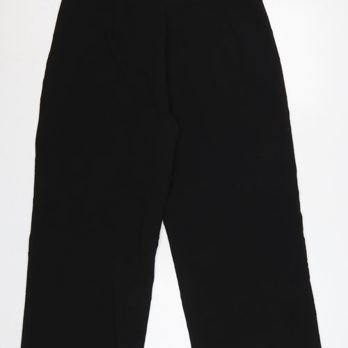 Zara Women Black XL High Rise Wide Leg Stretch Trousers Pockets