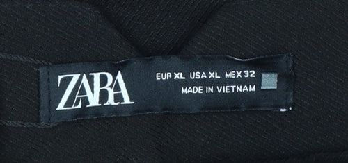 Zara Women Black XL High Rise Wide Leg Stretch Trousers Pockets